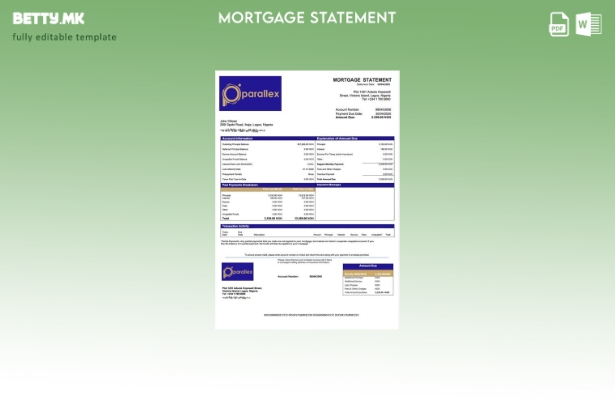 модерен стил Извод за хипотека на Nigeria Parallex Bank Шаблон за Word и PDF